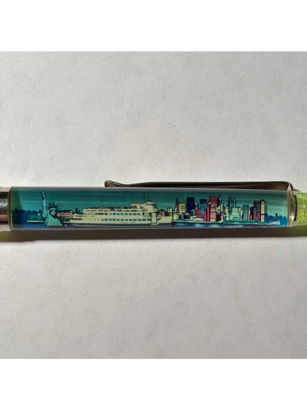 Statue of Liberty New York City Floaty Pen Ferry Boat Moves Lower Manhattan Vtg